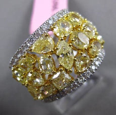 ESTATE LARGE 5.38CT FANCY YELLOW DIAMOND 18KT GOLD MULTI SHAPE ANNIVERSARY RING