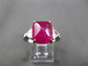 ANTIQUE LARGE 9.40CT DIAMOND & AAA RUBY PLATINUM 3D THREE STONE ENGAGEMENT RING