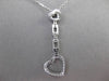 ESTATE .22CT DIAMOND 14KT WHITE GOLD DOUBLE HEART FLOATING HANGING PENDANT CHAIN