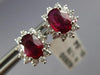 ESTATE 2.32CT DIAMOND & AAA RUBY 14K WHITE GOLD OVAL FLOWER STUD EARRINGS #25794
