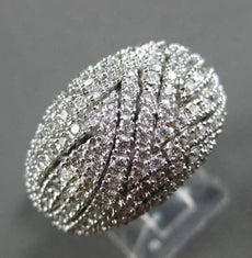 ESTATE LARGE 2.75CT DIAMOND 14KT WHITE GOLD 3D LEAF DESIGN COCKTAIL RING #22457