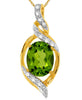 ESTATE 1.88CT DIAMOND & AAA PERIDOT 14KT YELLOW GOLD CLASSIC OVAL SWIRL PENDANT