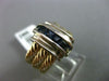ESTATE WIDE .40CT AAA SAPPHIRE 14KT WHITE & YELLOW GOLD 3D MULTI ROW SQUARE RING