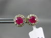 ESTATE 1.30CT DIAMOND & AAA RUBY 14K YELLOW GOLD ROUND HALO FLOWER STUD EARRINGS