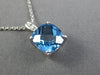 ESTATE 2.17CT DIAMOND & AAA BLUE TOPAZ 14K WHITE GOLD 3D SQUARE FLOATING PENDANT