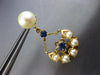 ESTATE LARGE .75CT AAA SAPPHIRE & PEARL 14KT YELLOW GOLD FLOWER HANGING EARRINGS