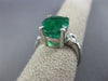 ESTATE 5.28CT DIAMOND & AAA EMERALD 14KT GOLD 3 STONE OVAL ENGAGEMENT RING #4331