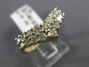 ESTATE WIDE 1.10CT DIAMOND 14KT YELLOW GOLD 3D TWO ROW V SHAPE ANNIVERSARY RING