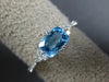 ESTATE 1.0CT DIAMOND & AAA BLUE TOPAZ 14K WHITE GOLD 3D CLUSTER RECTANGULAR RING