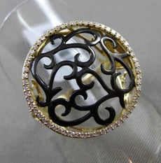 ANTIQUE LARGE .35CT DIAMOND 14K YELLOW & BLACK GOLD 3D FILIGREE CIRCLE LOVE RING