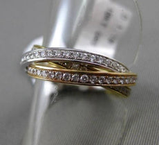 ESTATE 1.18CT DIAMOND 18KT WHITE & YELLOW & ROSE GOLD 3D TRI INTERTWINING RING