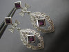 ESTATE LARGE 1.60CT DIAMOND & TOURMALINE 14KT WHITE GOLD FLOWER HANGING EARRINGS