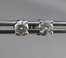 ESTATE .46CT ROUND DIAMOND 14KT WHITE GOLD SOLITAIRE STUD EARRINGS 4mm #1767
