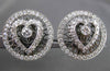 ANTIQUE LARGE 2.25CT DIAMOND 14KT WHITE GOLD 3D CIRCULAR HEART ETOILE EARRINGS