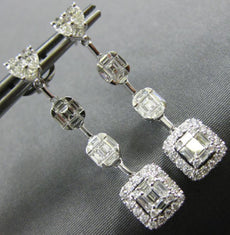 ESTATE LARGE 2.09CT DIAMOND 18K WHITE GOLD 3D MULTI SHAPE HEART JOURNEY EARRINGS