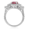 GIA CERTIFIED 4.30CT DIAMOND & AAA RUBY PLATINUM THREE STONE OVAL PROMISE RING