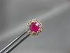 ESTATE 1.30CT DIAMOND & AAA RUBY 14K YELLOW GOLD ROUND HALO FLOWER STUD EARRINGS