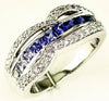 1.40CT DIAMOND & AAA BLUE SAPPHIRE 14KT WHITE GOLD 3D RAINBOW INFINITY LOVE RING