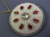 ANTIQUE LARGE 6.0CT DIAMOND AAA RUBY & PEARL ENAMEL 18KT YELLOW GOLD 3D PENDANT