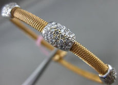 ESTATE 1.05CT DIAMOND 14KT WHITE & ROSE GOLD PAST PRESENT FUTURE BANGLE BRACELET