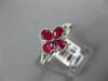 ESTATE .80CT DIAMOND & AAA RUBY 14K WHITE GOLD 4 LEAF FLOWER FILIGREE FUN RING