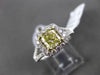 ESTATE 1.52CT WHITE & GIA FANCY YELLOW DIAMOND 18K 2 TONE GOLD 3D ENGAGMENT RING