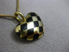 ESTATE BLACK ENAMEL 14K YELLOW GOLD CLASSIC DOUBLE SIDED HEART CHECKERED PENDANT