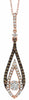 .45CT WHITE & CHOCOLATE FANCY DIAMOND 14KT ROSE GOLD 3D TEAR DROP FLOWER PENDANT