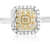 ESTATE .66CT WHITE & FANCY YELLOW DIAMOND 14KT TWO TONE GOLD 3D ANNIVERSARY RING