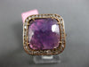 ESTATE EXTRA LARGE 5.52CT DIAMOND & AAA AMETHYST 14KT ROSE GOLD SQUARE HALO RING