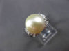 ESTATE .35CT DIAMOND & SOUTH SEA PEARL PLATINUM SOLITAIRE HALO ENGAGEMENT RING