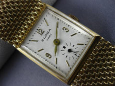 ANTIQUE WIDE ELOGA 14KT YELLOW GOLD CLASSIC MECHANICAL SWISS LADIES WATCH #20689