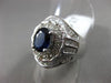 ESTATE LARGE 3.63CT DIAMOND & AAA SAPPHIRE 14KT WHITE GOLD FLOWER COCKTAIL RING