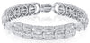 LARGE 9.55CT ROUND & BAGUETTE DIAMOND 18K WHITE GOLD 3D FILIGREE TENNIS BRACELET