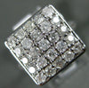 ESTATE LARGE 1.30CT ROUND DIAMOND 14KT WHITE GOLD 3D CLUSTER SQUARE FUN RING