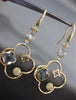 ESTATE LARGE 3.88CT DIAMOND & MULTI GEM 14KT YELLOW GOLD 4 LEAF CLOVER EARRINGS