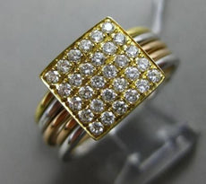 ESTATE .42CT DIAMOND 18KT WHITE YELLOW & ROSE GOLD 3D MULTI BAND PAVE FUN RING