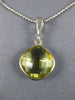 ESTATE 4.0CT AAA LEMON QUARTZ 14KT WHITE GOLD 3D CUSHION CLASSIC BEZEL PENDANT