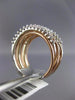 ESTATE WIDE .61CT ROUND DIAMOND 14KT ROSE GOLD 3D MULTI ROW ROPE LOVE RING