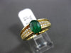 ESTATE 1.10CT DIAMOND & AAA OVAL EMERALD 18KT YELLOW GOLD 3D ENGAGEMENT RING