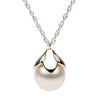 ESTATE AAA PEARL 14K WHITE GOLD 3D CLASSIC MULTI LEAF SOLITAIRE FLOATING PENDANT