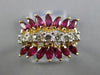 ESTATE 1.45CT ROUND MARQUISE DIAMOND & RUBY 14KT TWO TONE 3D GOLD BALLERINA RING