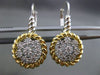 ESTATE LARGE .52CT DIAMOND 14KT WHITE & YELLOW GOLD 3D CIRCULAR CLUSTER EARRINGS