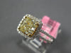 ESTATE LARGE 2.08CT WHITE & FANCY YELLOW DIAMOND 18K 2 TONE GOLD ENGAGEMENT RING