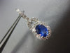 ESTATE 2.58CT DIAMOND & AAA SAPPHIRE 14KT WHITE GOLD OVAL HALO HANGING EARRINGS