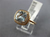 ESTATE 1.44CT DIAMOND & AAA AQUAMARINE 14KT ROSE GOLD 3D SQUARE ENGAGEMENT RING