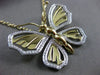 ESTATE LARGE .50CT DIAMOND 18KT WHITE & YELLOW GOLD 3D HAPPY BUTTERFLY PENDANT
