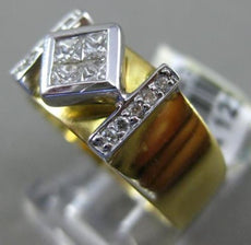 ESTATE WIDE .40CT DIAMOND 14KT WHITE & YELLOW GOLD SQUARE INVISIBLE PROMISE RING