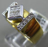 ESTATE WIDE .40CT DIAMOND 14KT WHITE & YELLOW GOLD SQUARE INVISIBLE PROMISE RING