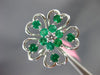 ESTATE LARGE 1.37CT DIAMOND & AAA EMERALD 18KT WHITE GOLD MULTI HEART LOVE RING